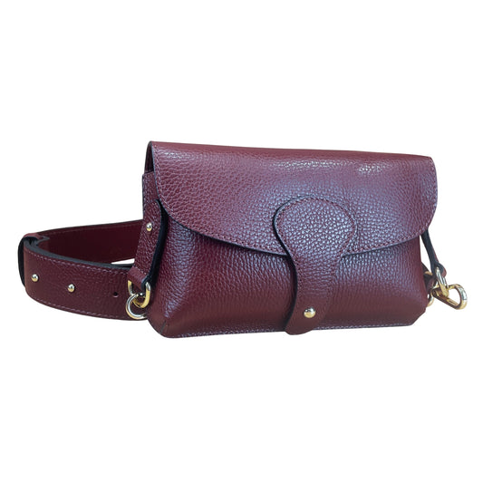Red Plum Italian Leather Crossbody & Shoulder Bag With Wide Strap