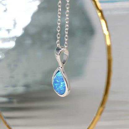 Teardrop Sterling Silver Blue Opalite Pendant on Chain | The Jewellery Stop