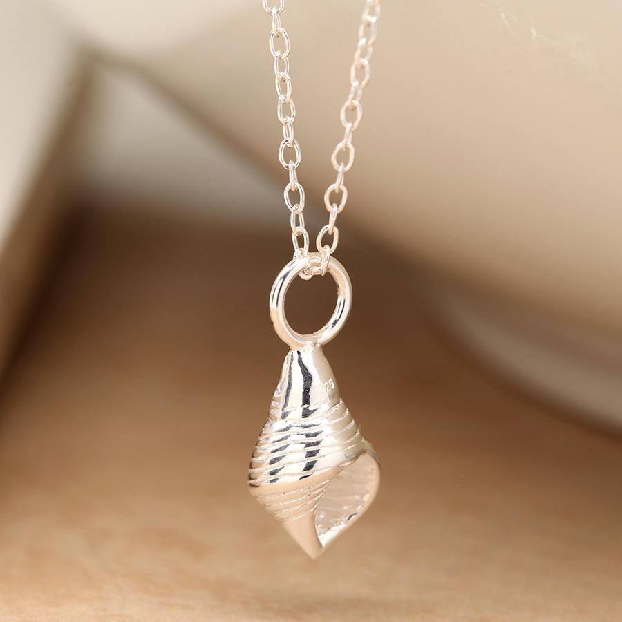 Sterling Silver Conch Shell Pendant On Chain