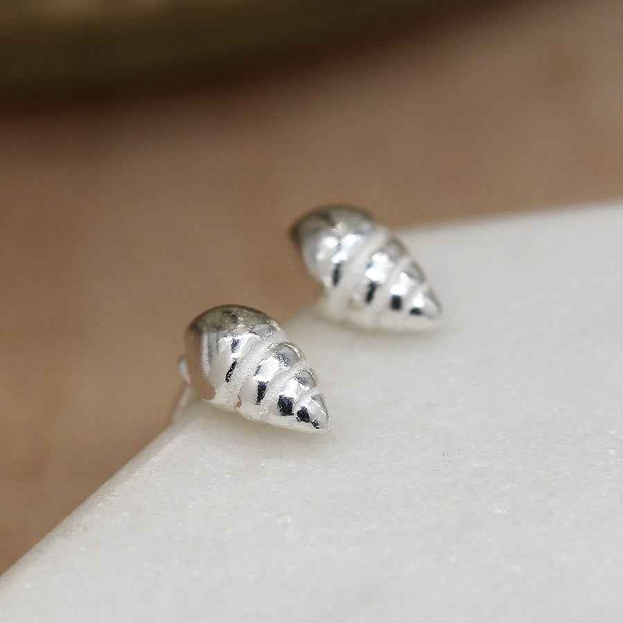 Sterling Silver Conch Shell Stud Earrings