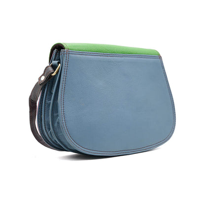 Burgundy, Green And Pink Large Leather Crossbody Bag | The Jewellery Stop