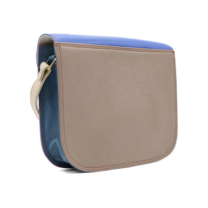 Pink, Blue And Orange Large Squared Leather Crossbody Bag | The Jewellery Stop