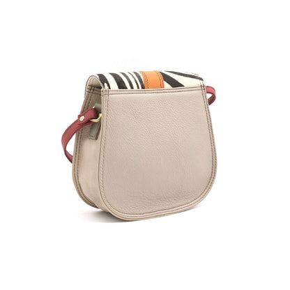 Blue, Tan And Zebra Print Mini Leather Crossbody Bag