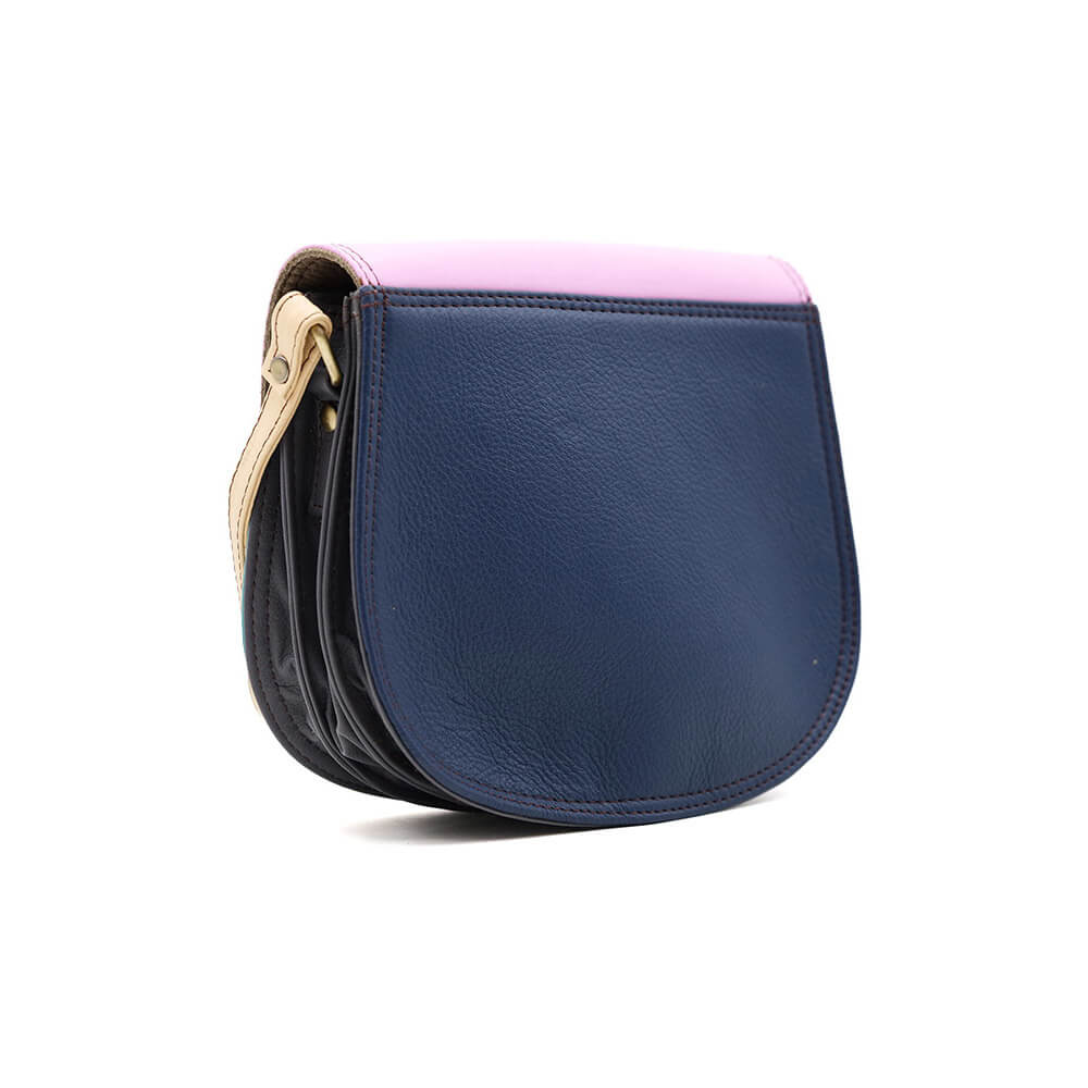 Teal And Pink Medium Leather Crossbody Bag | The Jewellery Stop