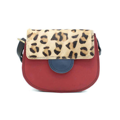 Red And Animal Print Medium Leather Crossbody Bag | The Jewellery Stop