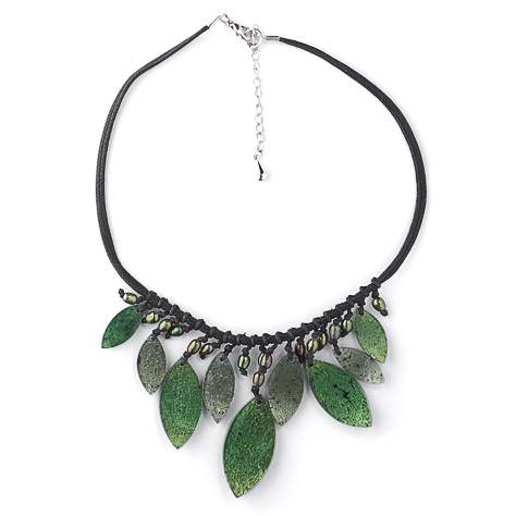 Green Leaf Waterfall Necklace
