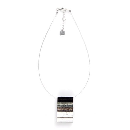 Black Resin Stripes Pendant | The Jewellery Stop