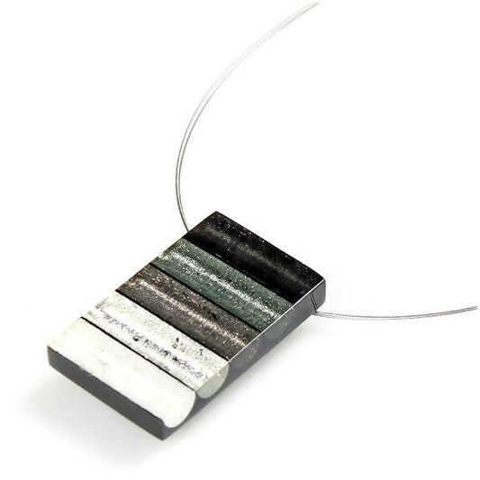 Black Resin Stripes Pendant | The Jewellery Stop