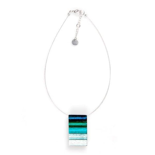Teal Resin Stripes Pendant | The Jewellery Stop