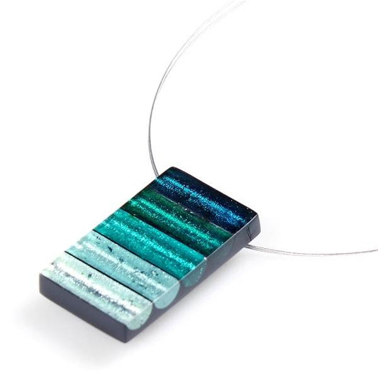 Teal Resin Stripes Pendant | The Jewellery Stop