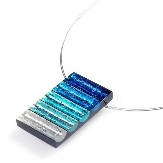 Turquoise Resin Stripes Pendant | The Jewellery Stop