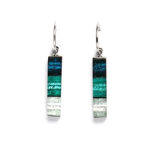 Teal Resin Stripes Creole Earrings | The Jewellery Stop