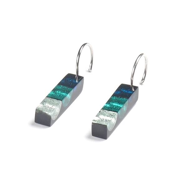 Teal Resin Stripes Creole Earrings | The Jewellery Stop