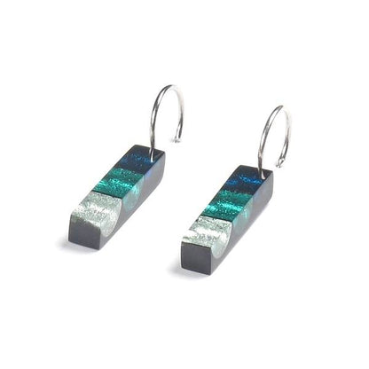Teal Resin Stripes Creole Earrings | The Jewellery Stop