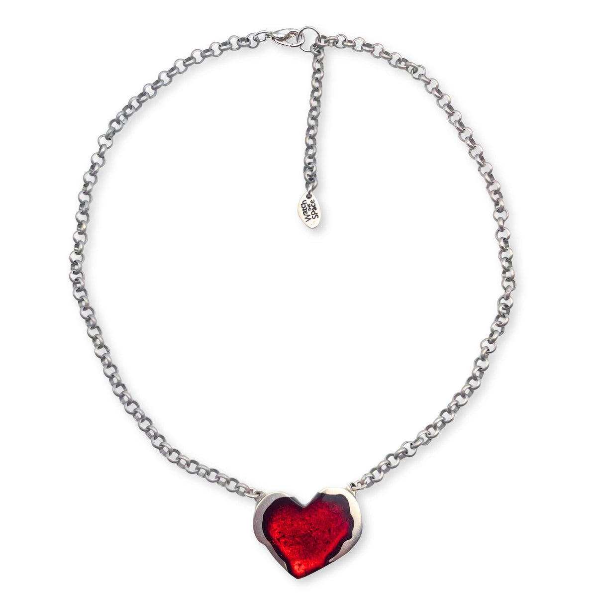 Red Rough Heart Pendant on Chain