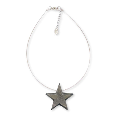 Charcoal Shell In Resin Star Pendant On Wire