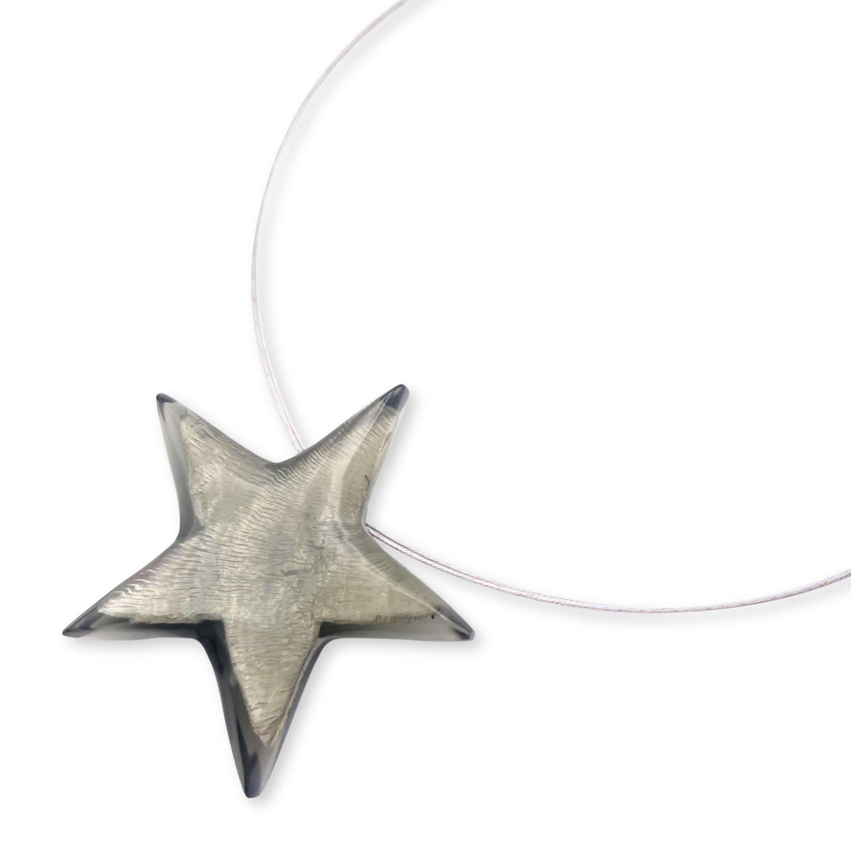 Charcoal Shell In Resin Star Pendant On Wire