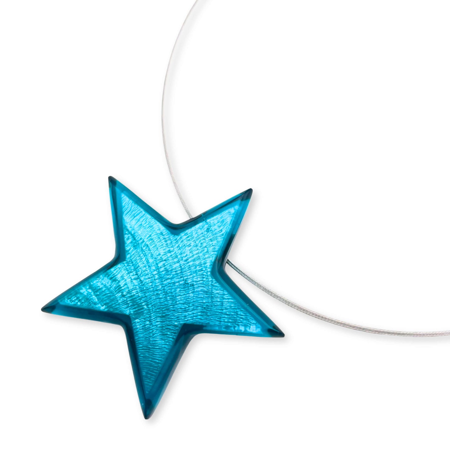 Teal Shell In Resin Star Pendant On Wire