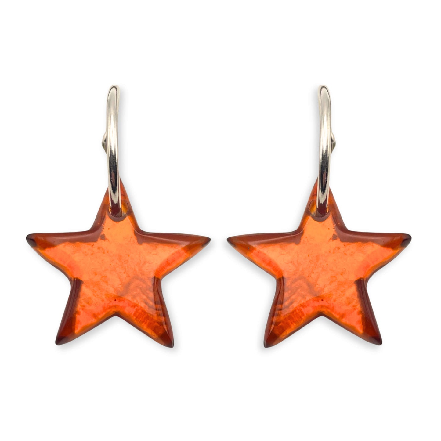 Amber Shell In Resin Star Creole Earrings