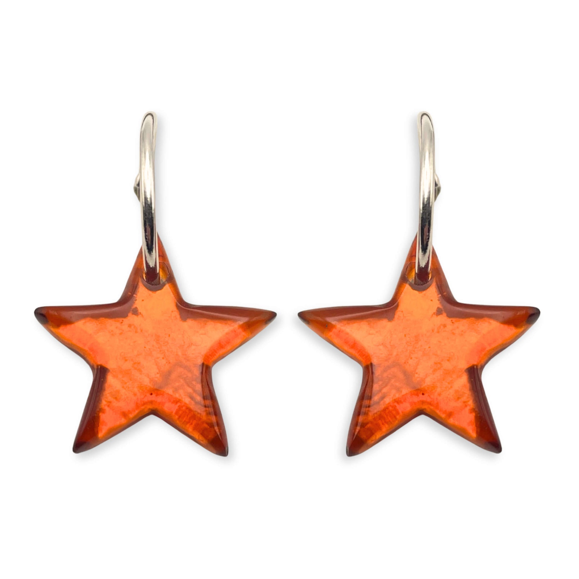 Amber Shell In Resin Star Creole Earrings