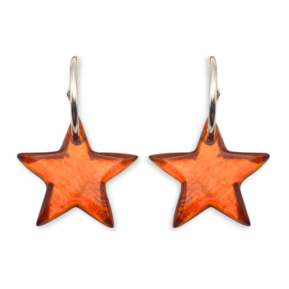 Amber Shell In Resin Star Creole Earrings