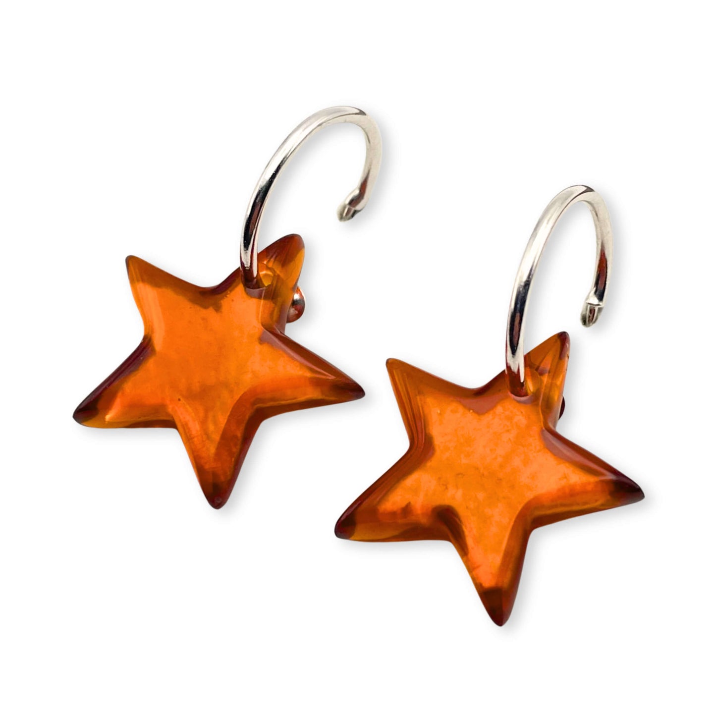 Amber Shell In Resin Star Creole Earrings