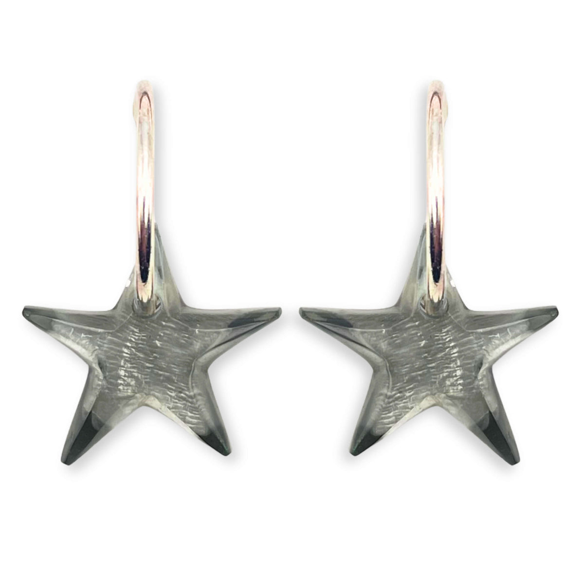 Charcoal Shell In Resin Star Creole Earrings