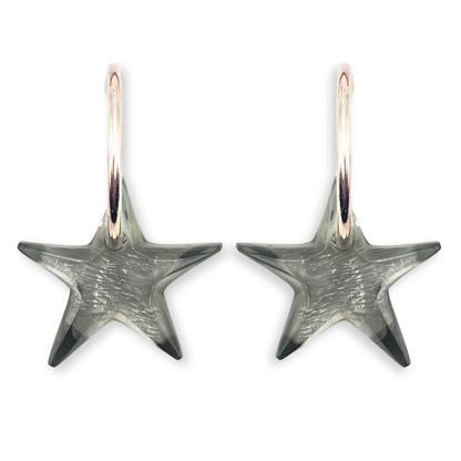 Charcoal Shell In Resin Star Creole Earrings