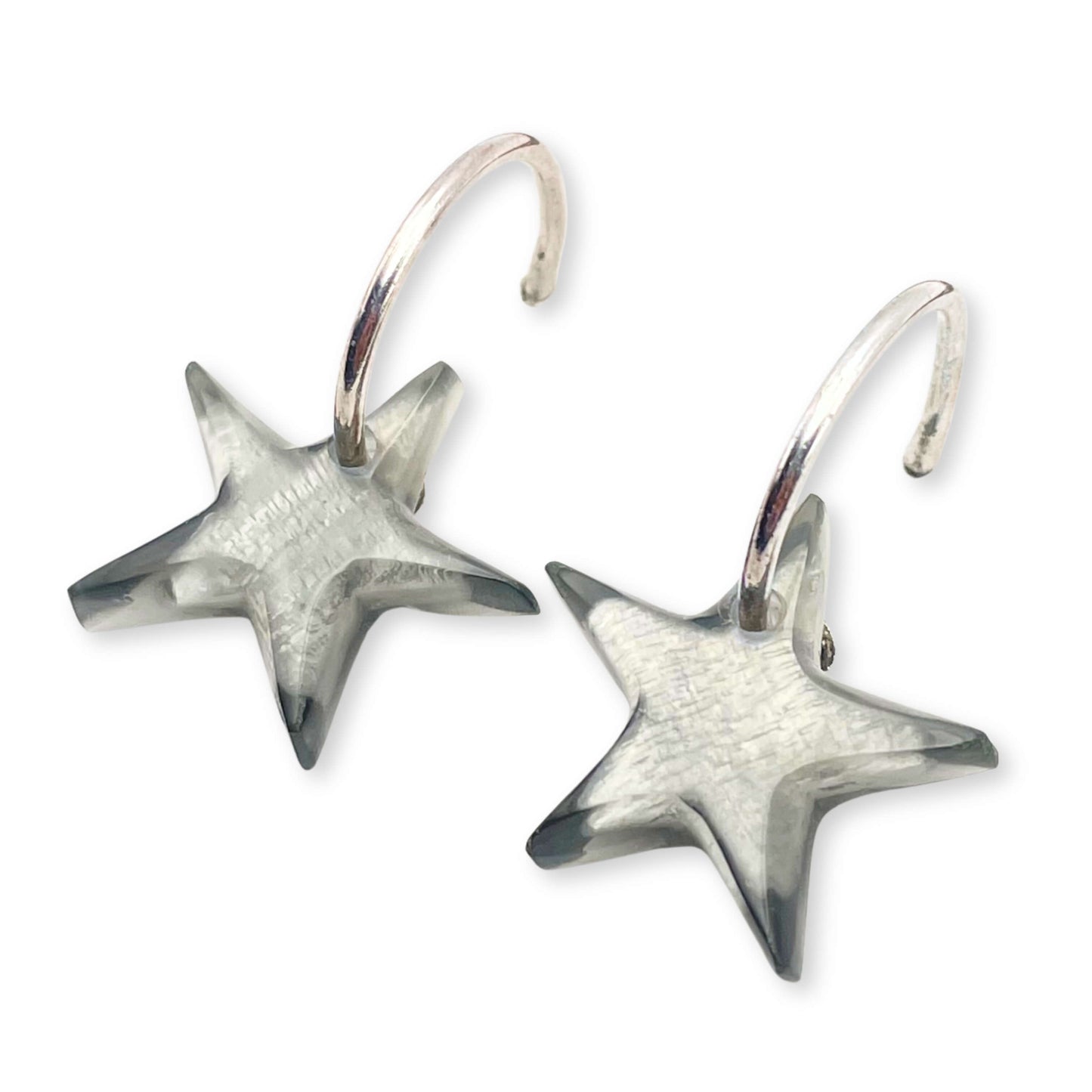 Charcoal Shell In Resin Star Creole Earrings