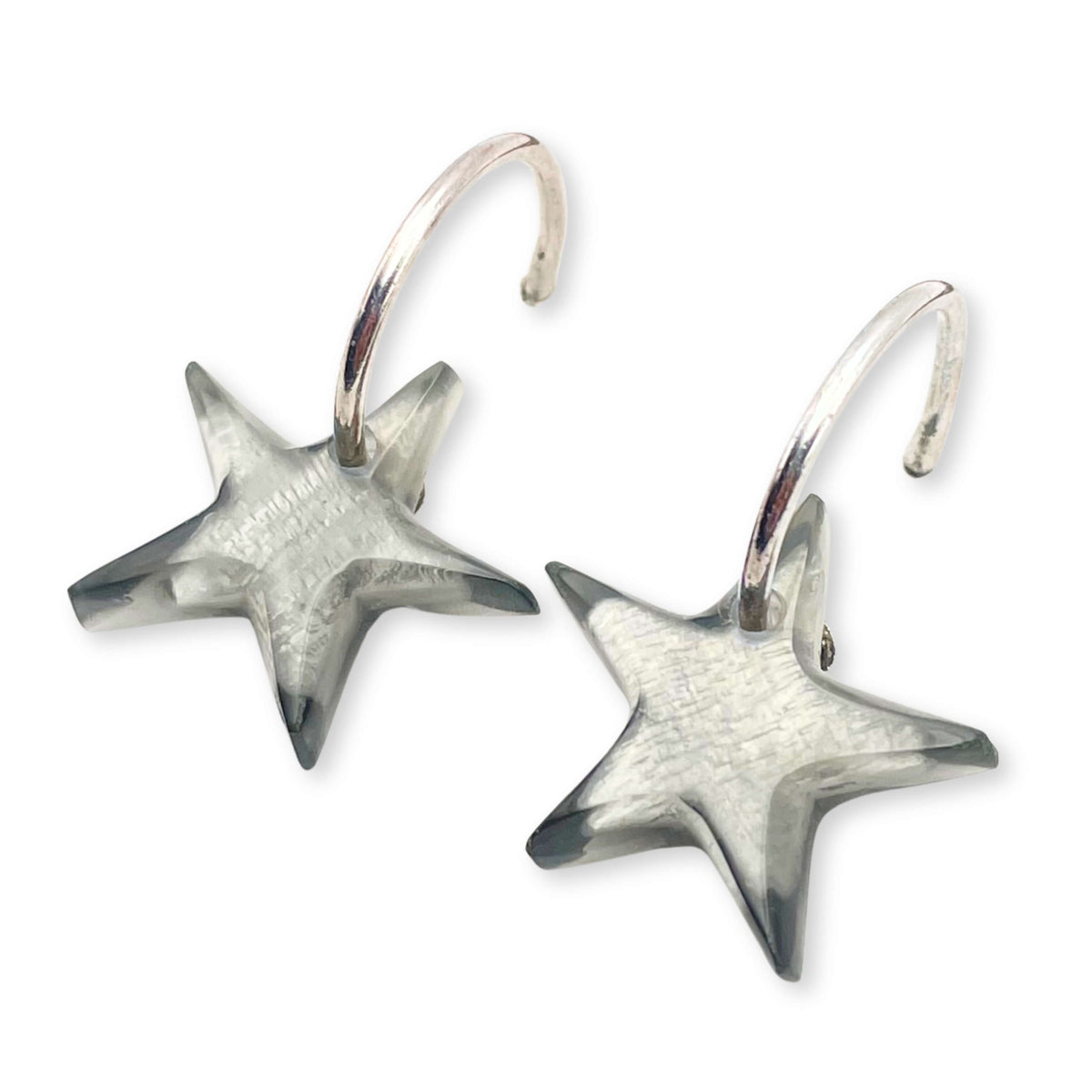 Charcoal Shell In Resin Star Creole Earrings