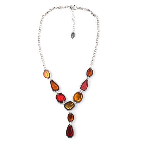 Amber Pewter Pebble Necklace | The Jewellery Stop