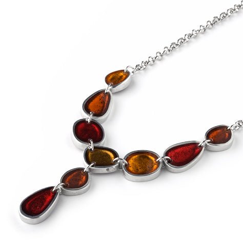 Amber Pewter Pebble Necklace | The Jewellery Stop