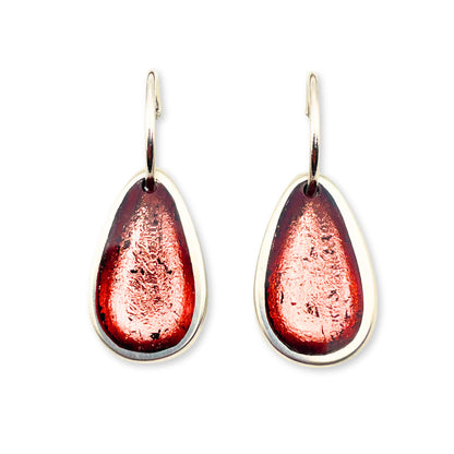 Coral Pewter Pebble Creole Earrings