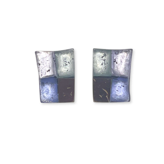 Cobalt Mosaic Square Stud Earrings