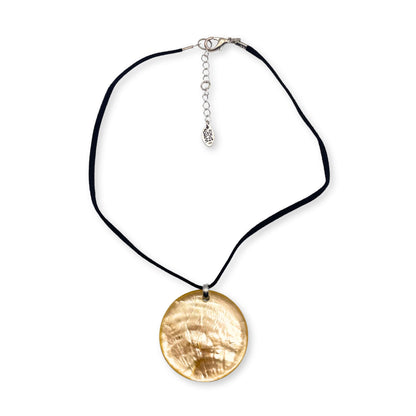 Gold Shell Flower In Resin Large Pendant