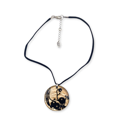 Gold Shell Flower In Resin Large Pendant
