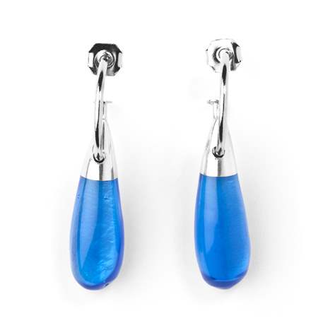 Blue Raindrop Creole Earrings