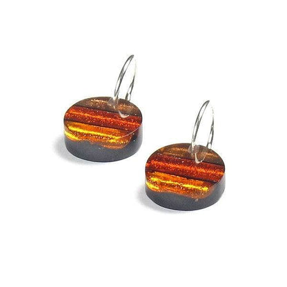 Amber Round Resin Stripes Creole Earrings