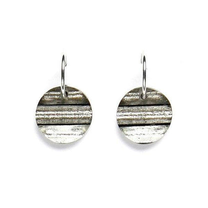 Black Round Resin Stripes Creole Earrings