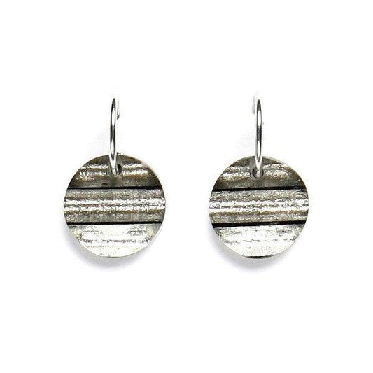 Black Round Resin Stripes Creole Earrings
