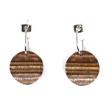 Chocolate Round Resin Stripes Creole Earrings