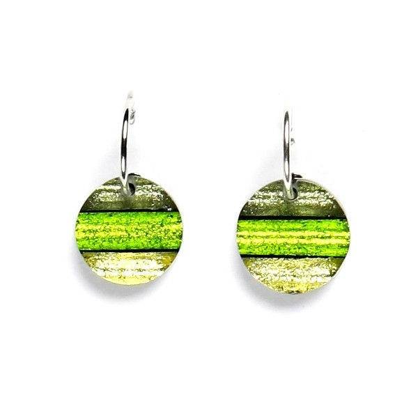 Lime Round Resin Stripes Creole Earrings