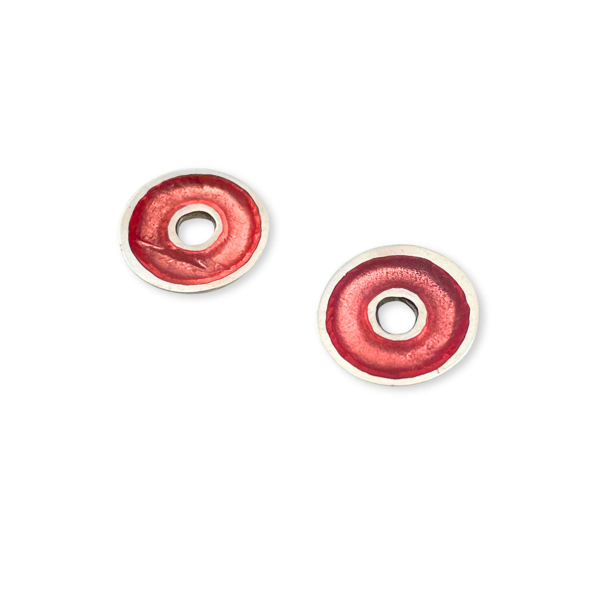 Coral Pewter Doughnut Stud Earrings