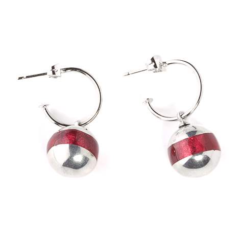 Pink Pewter Balls Creole Earrings