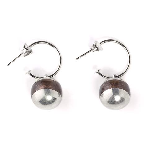 Taupe Pewter Balls Creole Earrings