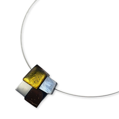 Yellow Mosaic Square Pendant
