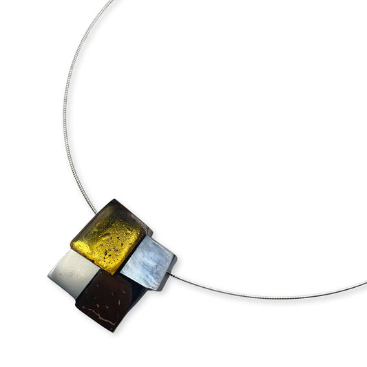 Yellow Mosaic Square Pendant