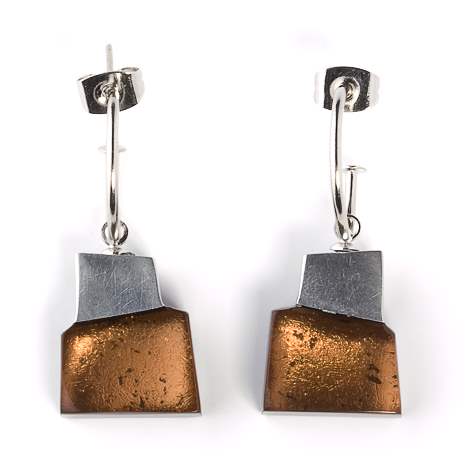 Biscuit Mosaic Square Creole Earrings