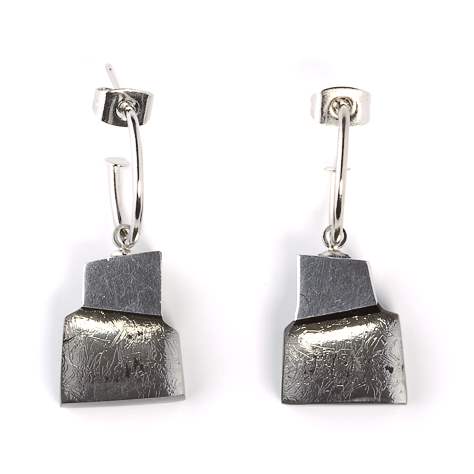 Black Mosaic Square Creole Earrings