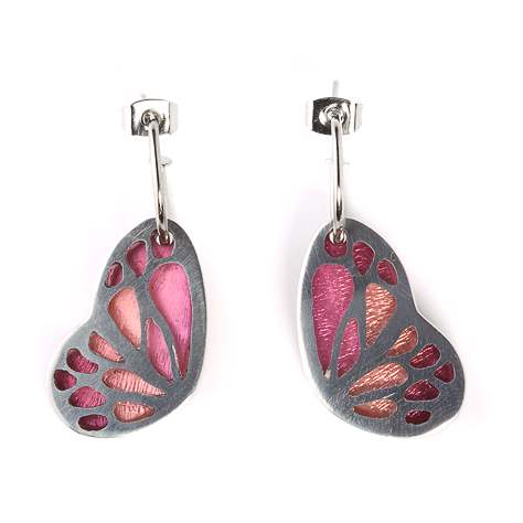 Coral Butterfly Creole Earrings